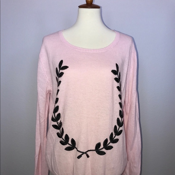 Wildfox Black Sequence Wreath Pink Sweater Sz M - Picture 2 of 6